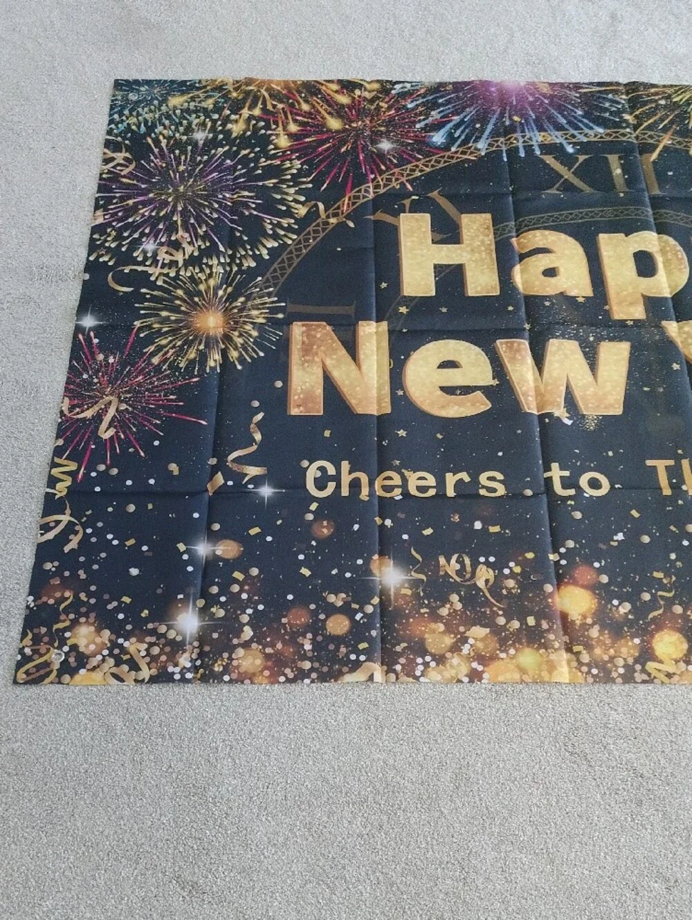 BRAND NEW Happy New Year Banner With Fireworks & Confetti Background